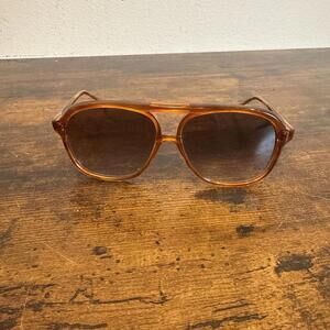 Vintage 1970s Aviator Sunglasses Italian Acetate • Brown Frame • Retro Unisex